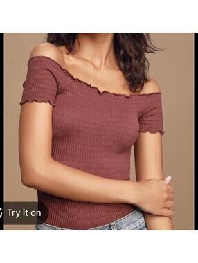 Free People Moulin Ruched Burgundy Smocked Off-The-Shoulder Cami Size XS